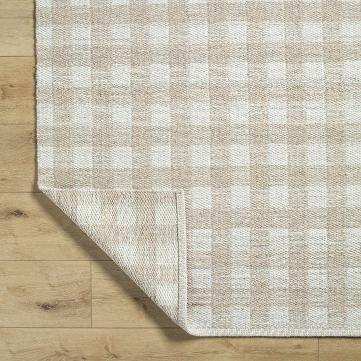Garth Modern Geometrical Beige And White Wool Rug - The Rug Decor