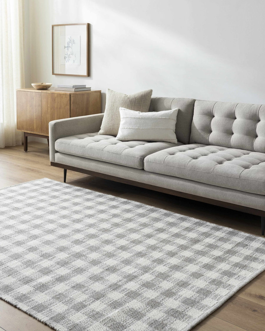 Garth Modern Geometrical Gray And Ivory Wool Rug - The Rug Decor