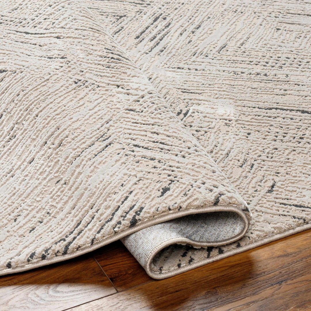 Garza Modern Style Beige And Charcoal Washable Rug - The Rug Decor
