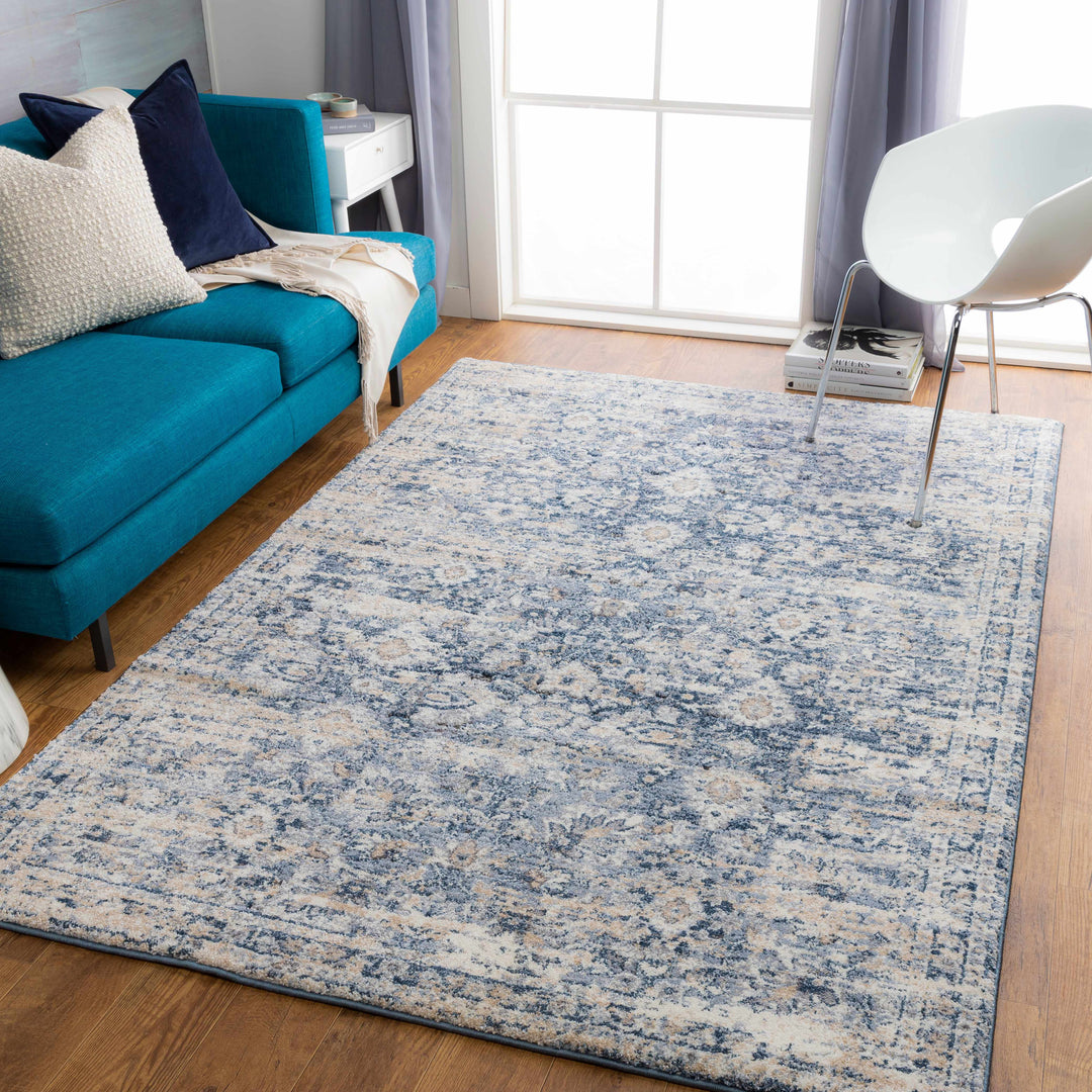 Gatineau Traditional Style Blue And Ivory Area Rug