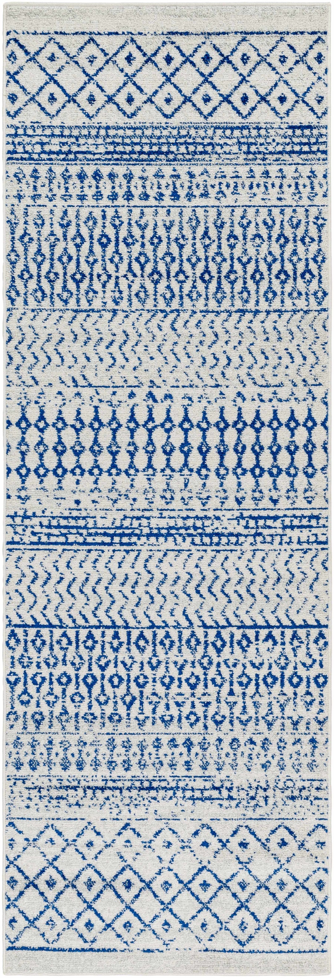 Gaura Geometrical Design Navy And Ivory Area Rug