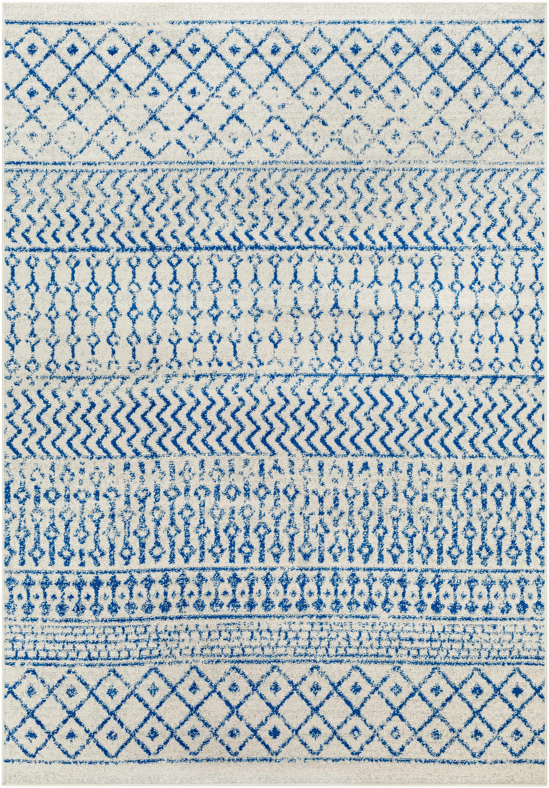 Gaura Geometrical Design Navy And Ivory Area Rug