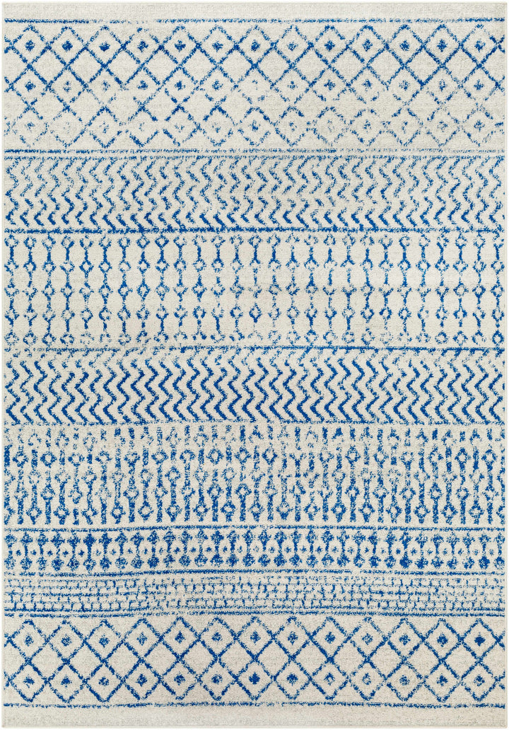 Gaura Geometrical Design Navy And Ivory Area Rug