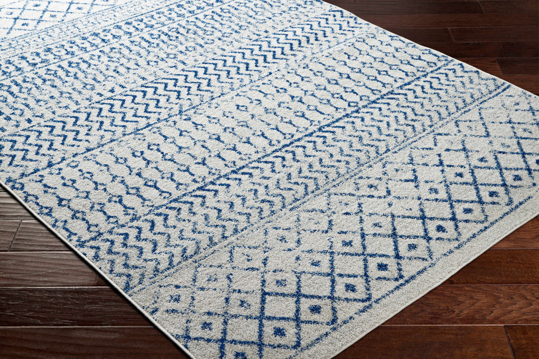 Gaura Geometrical Design Navy And Ivory Area Rug
