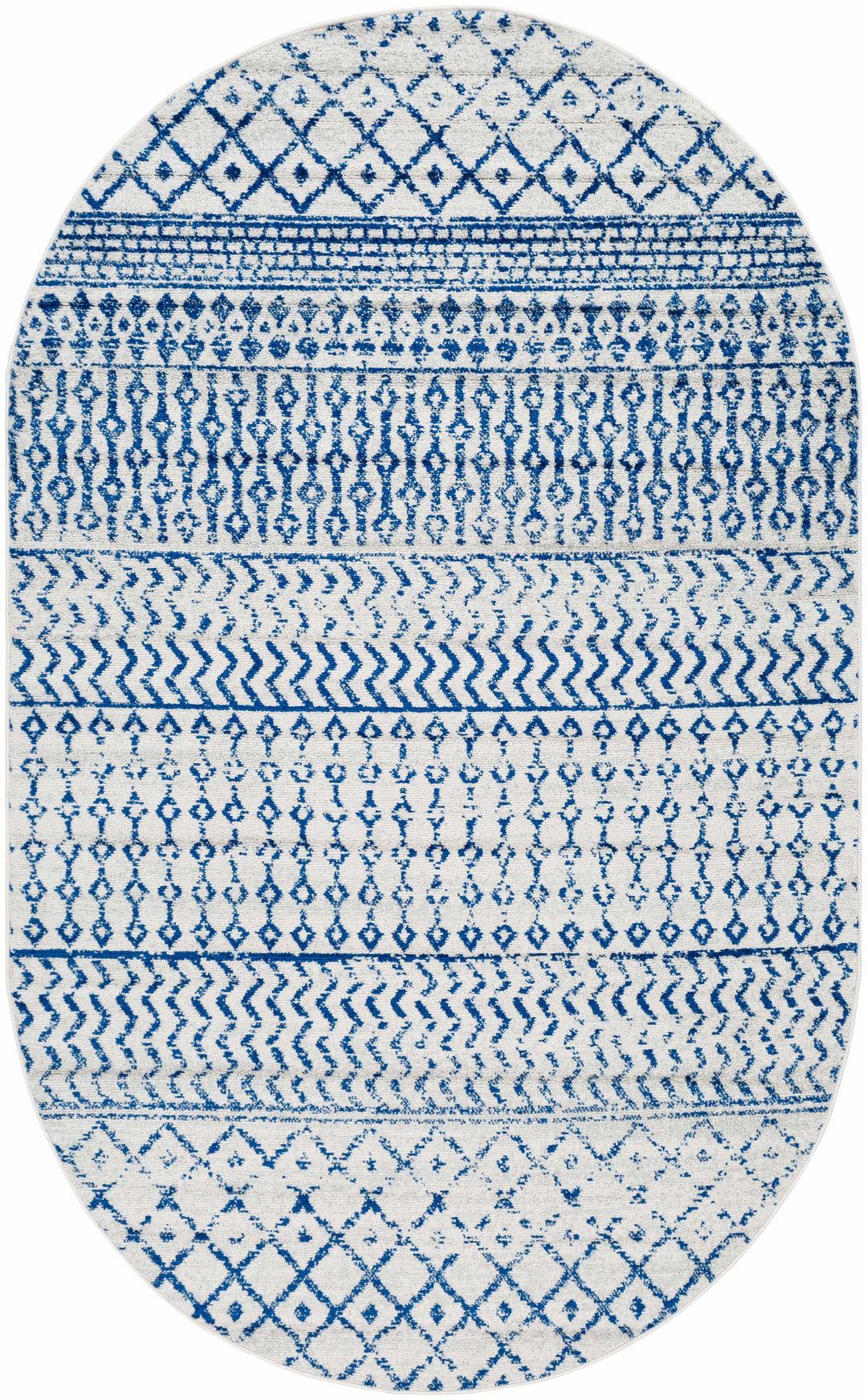 Gaura Geometrical Design Navy And Ivory Area Rug