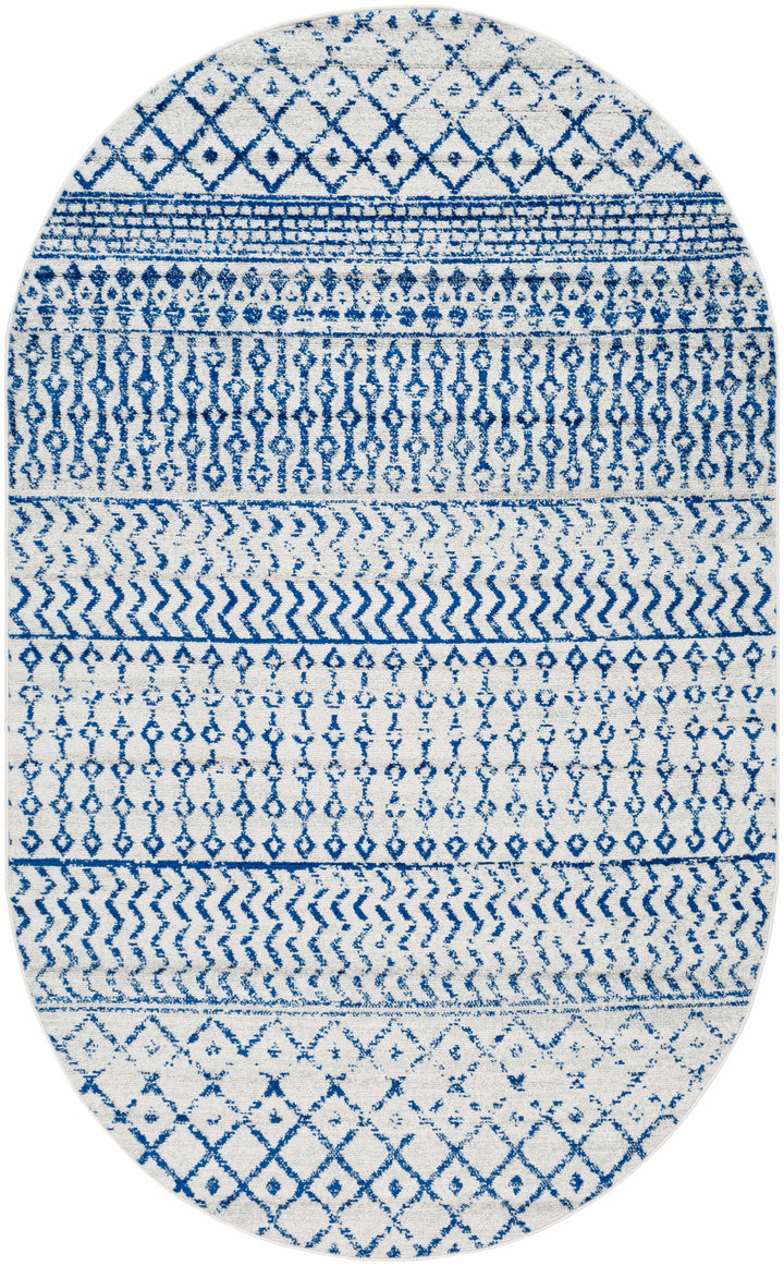 Gaura Geometrical Design Navy And Ivory Area Rug