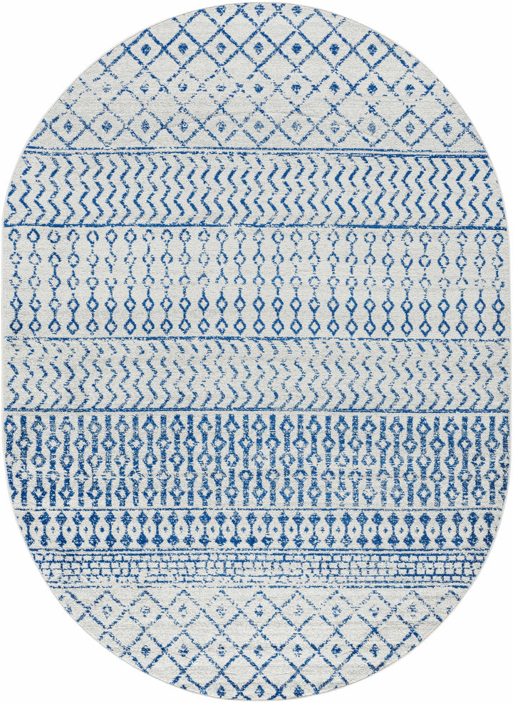 Gaura Geometrical Design Navy And Ivory Area Rug