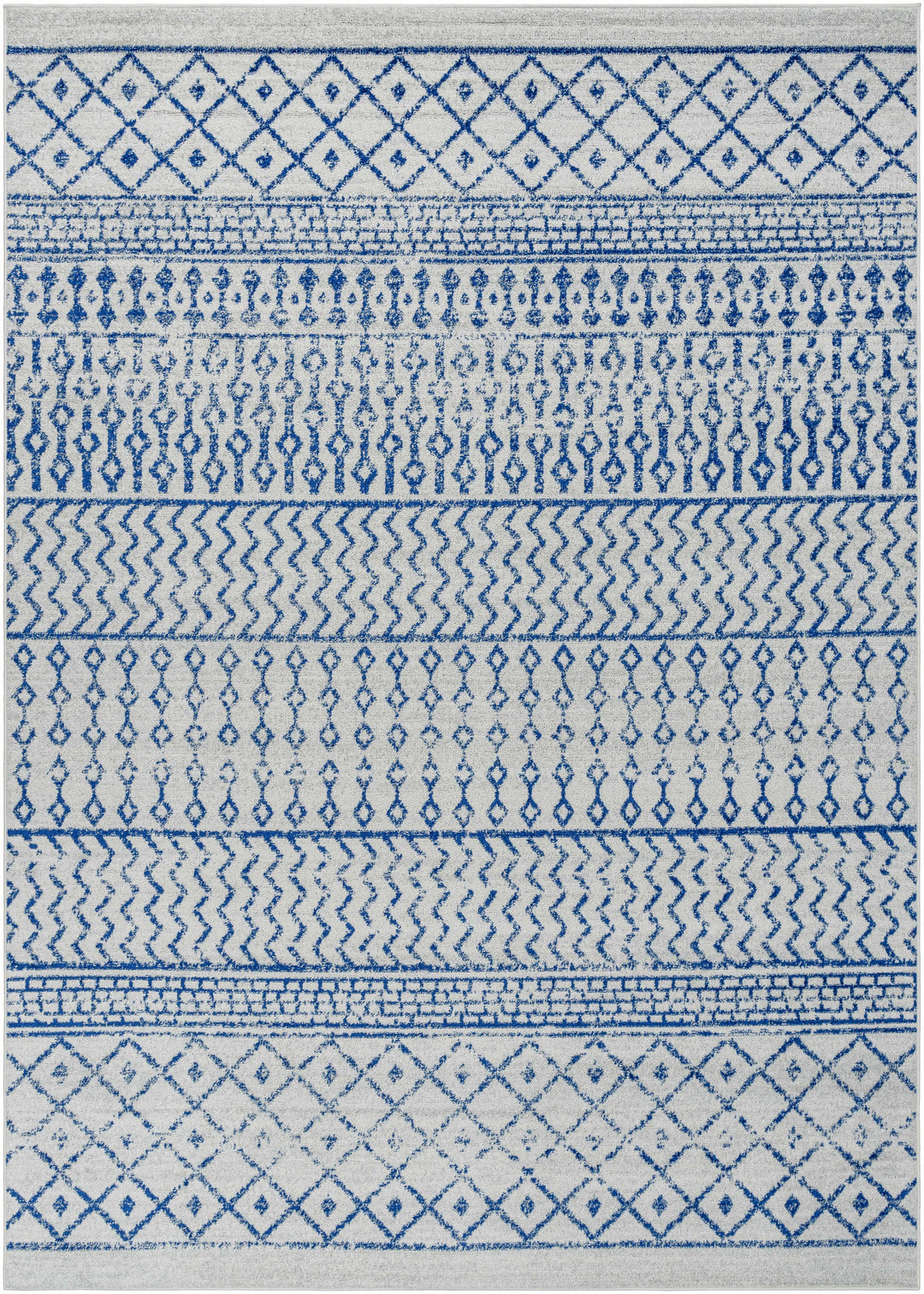 Gaura Geometrical Design Navy And Ivory Area Rug