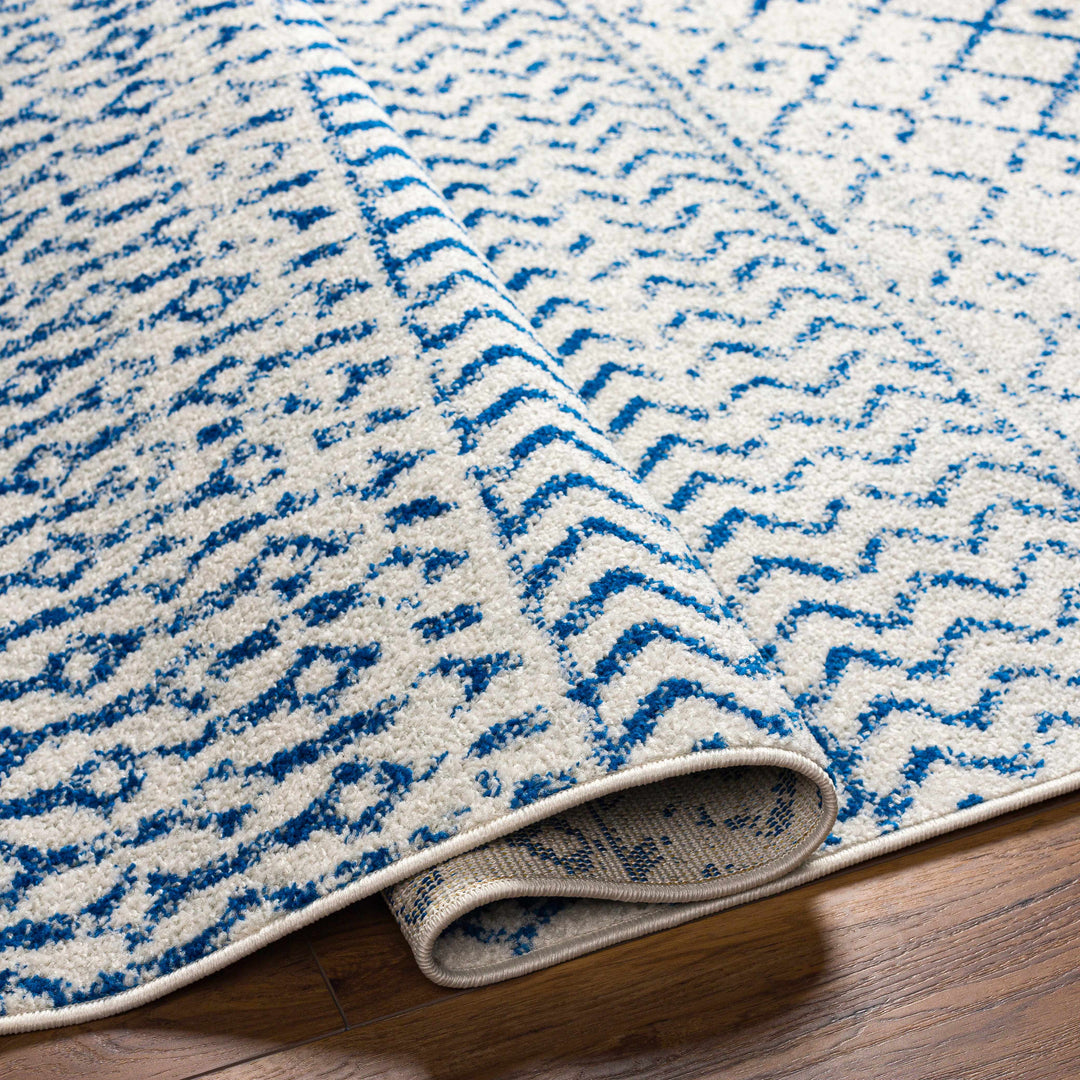 Gaura Geometrical Design Navy And Ivory Area Rug