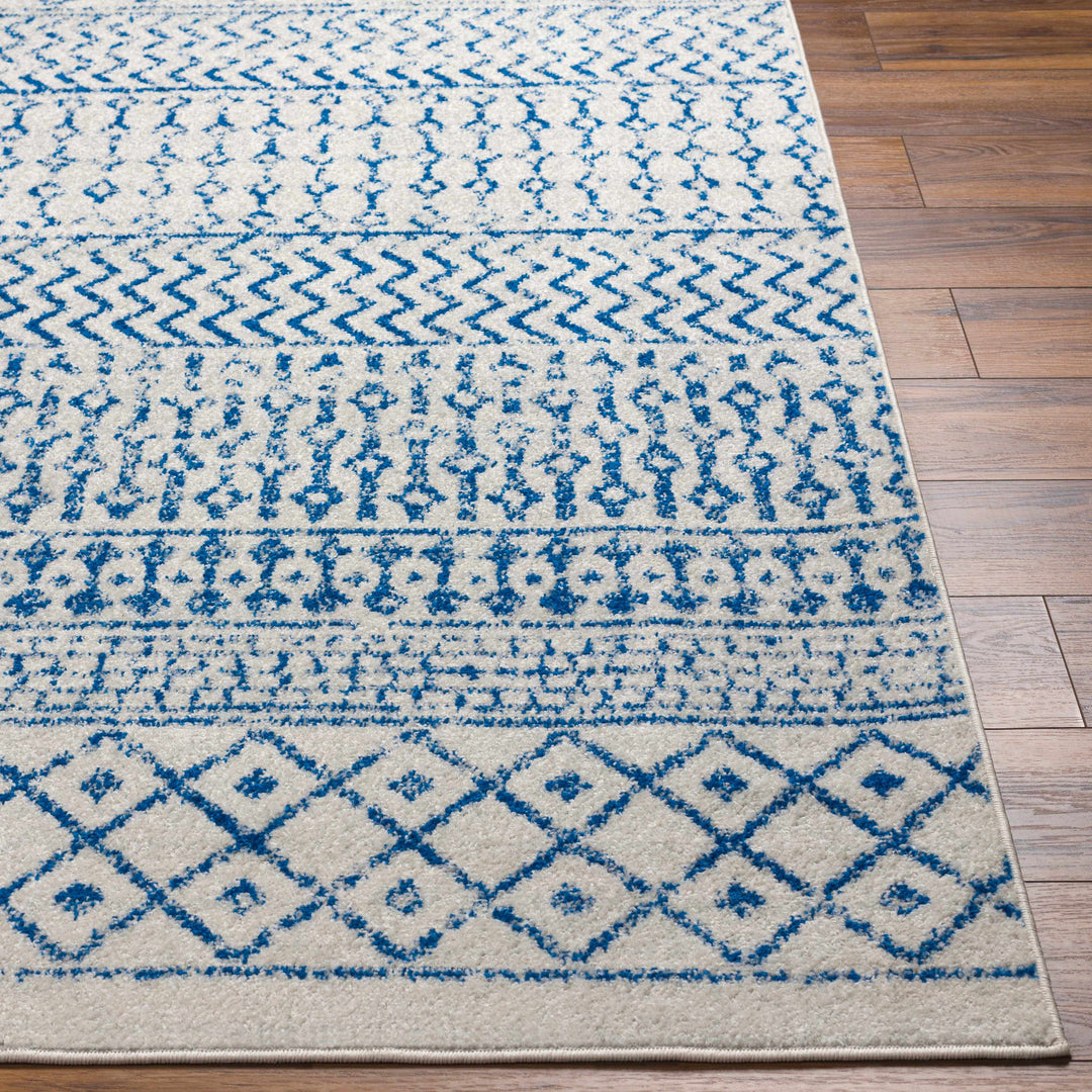 Gaura Geometrical Design Navy And Ivory Area Rug