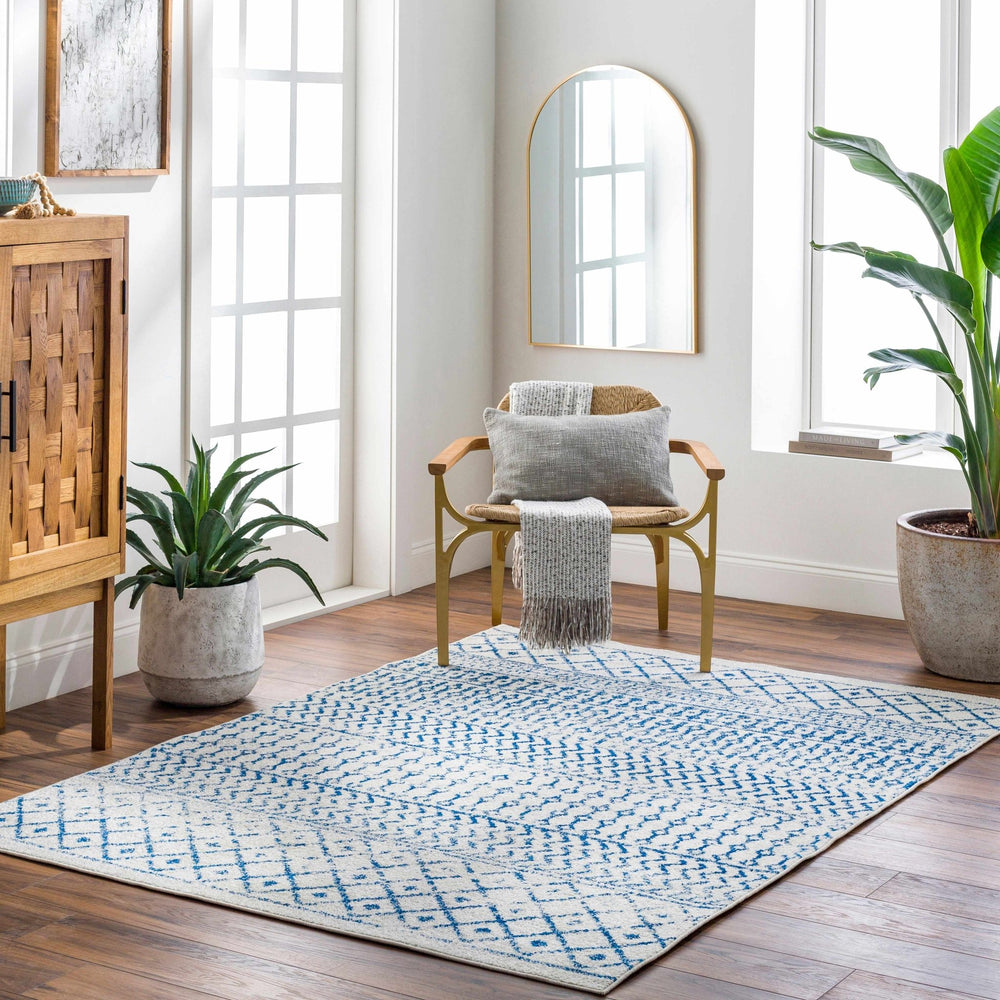Gaura Geometrical Design Navy And Ivory Area Rug - The Rug Decor