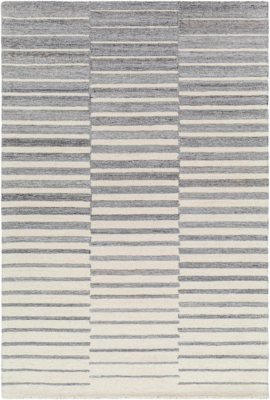 Gawel Modern Stripe Pattern Ivory And Gray Wool Area Rug - The Rug Decor