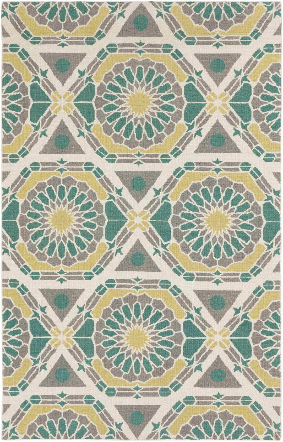 Gaysville Tribal Design Teal And Ivory Hand Knotted Wool Rug - The Rug Decor