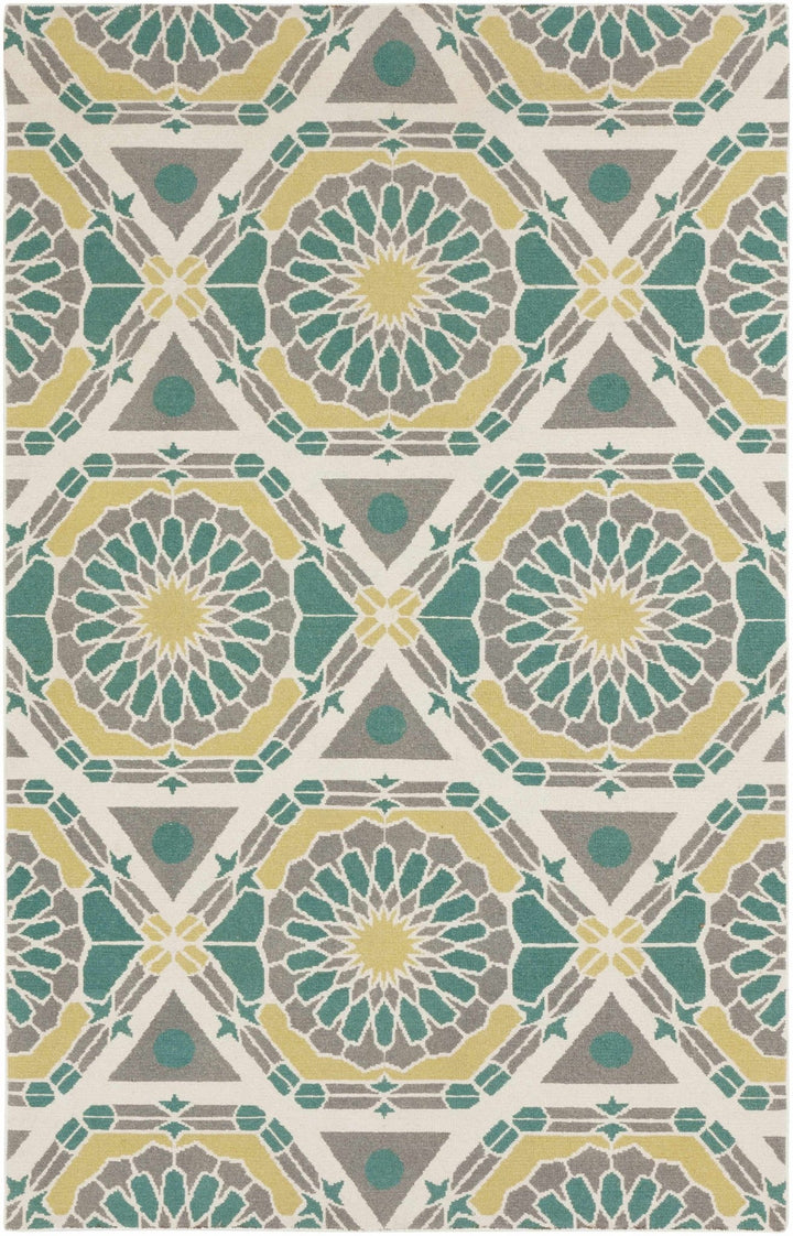 Gaysville Tribal Design Teal And Ivory Hand Knotted Wool Rug - The Rug Decor