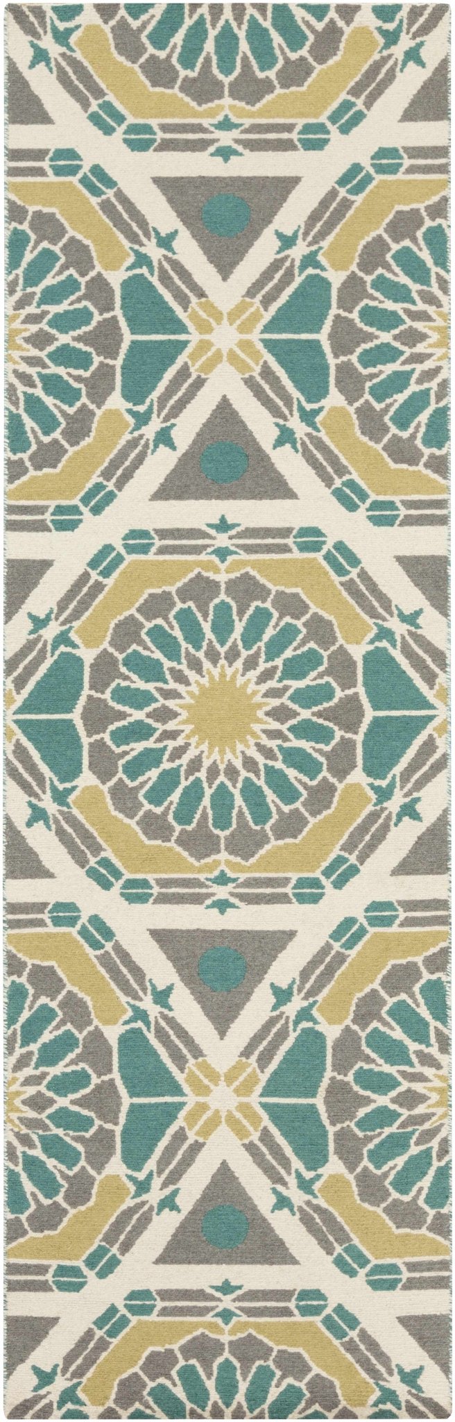 Gaysville Tribal Design Teal And Ivory Hand Knotted Wool Rug - The Rug Decor