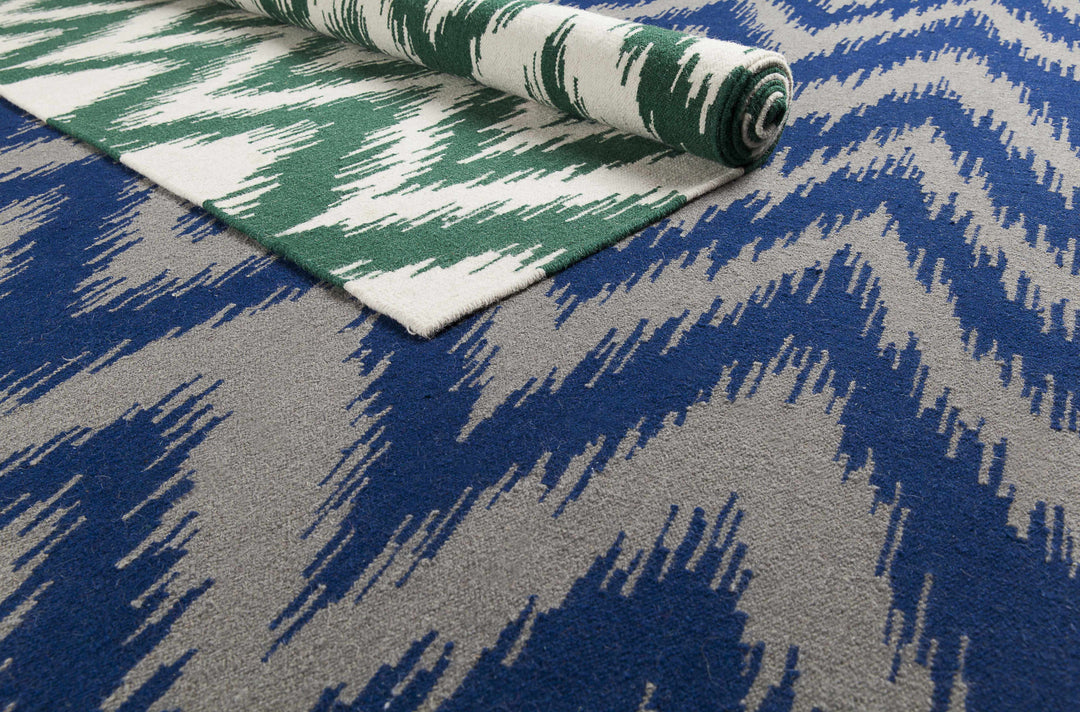 Goodson Contemporary Chevron Pattern Blue And Gray Area Rug