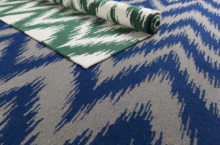 Goodson Contemporary Chevron Pattern Blue And Gray Area Rug