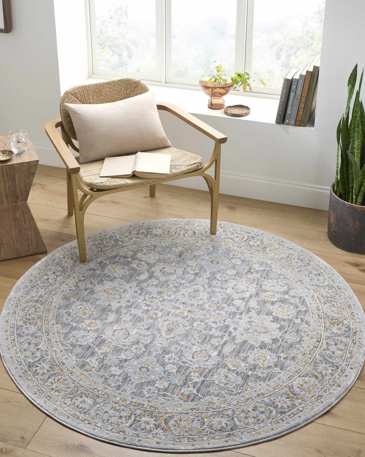 Gefen Traditional Oushak Design Gray And Blue Area Rug - The Rug Decor