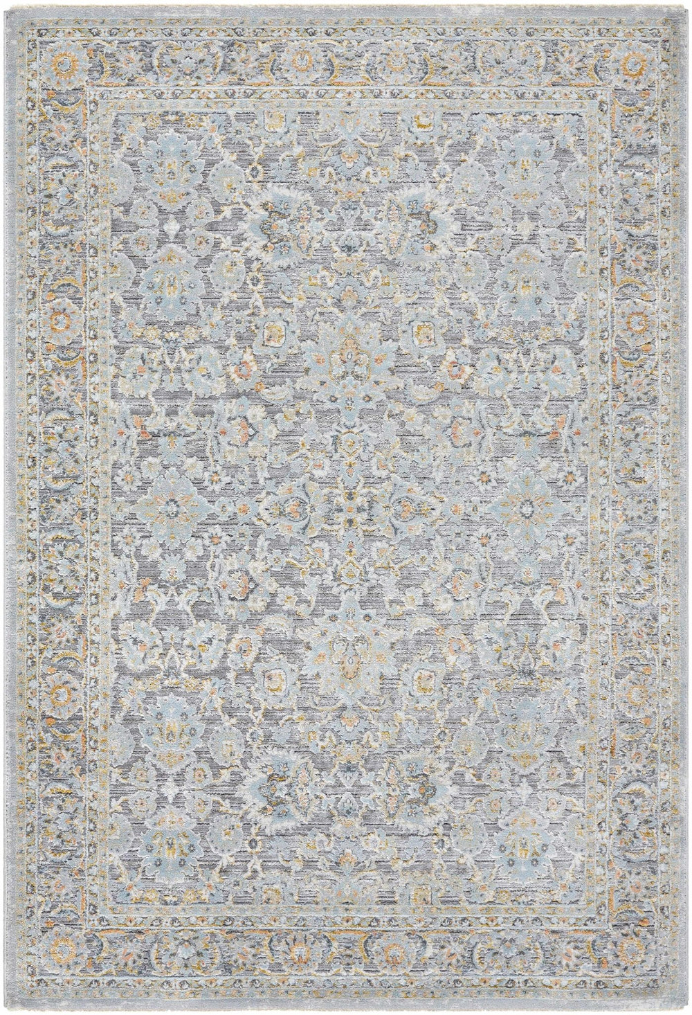 Gefen Traditional Oushak Design Gray And Blue Area Rug - The Rug Decor
