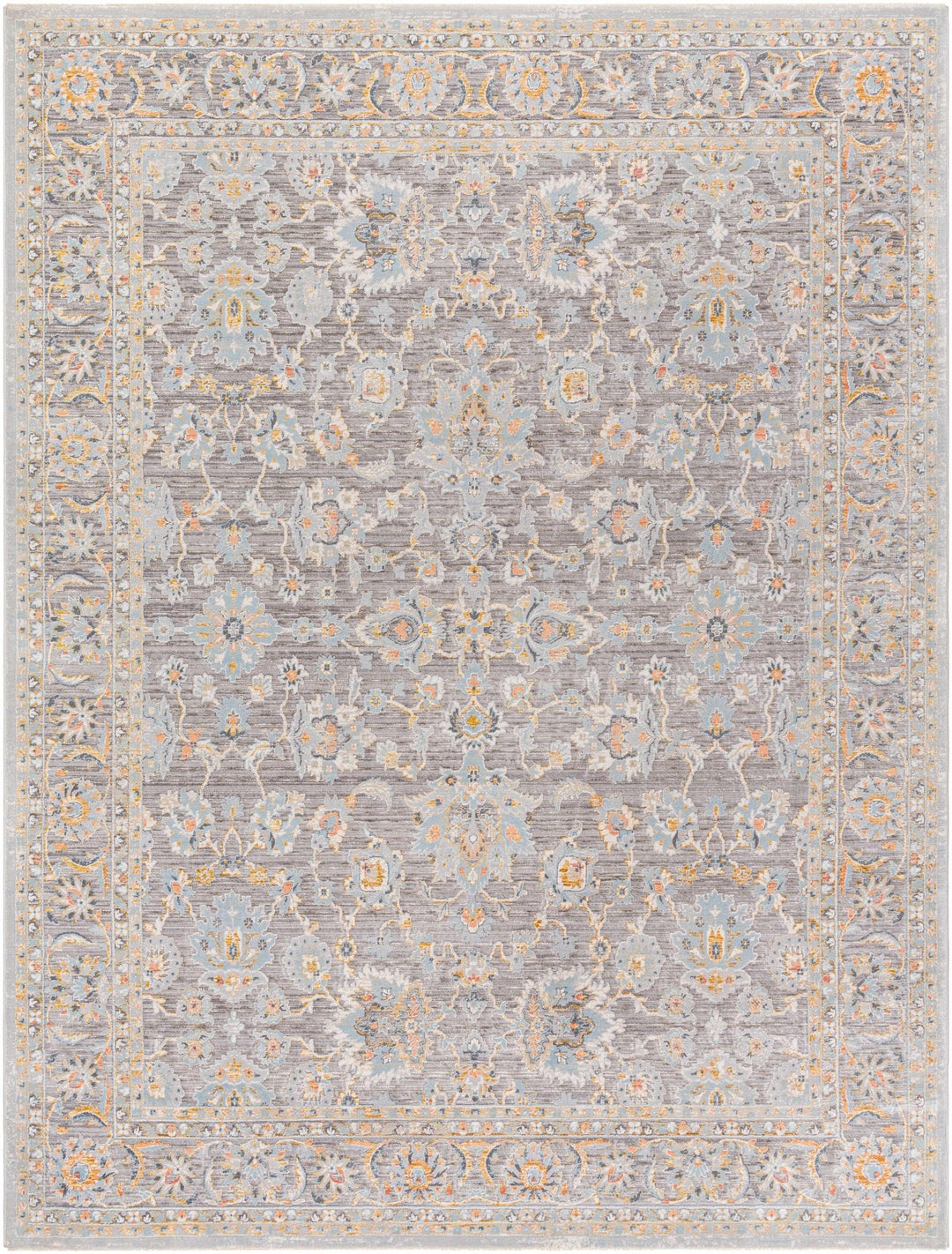 Gefen Traditional Oushak Design Gray And Blue Area Rug - The Rug Decor