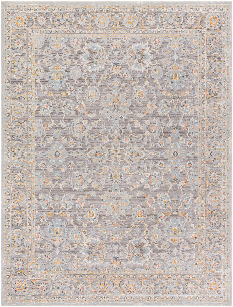 Gefen Traditional Oushak Design Gray And Blue Area Rug - The Rug Decor