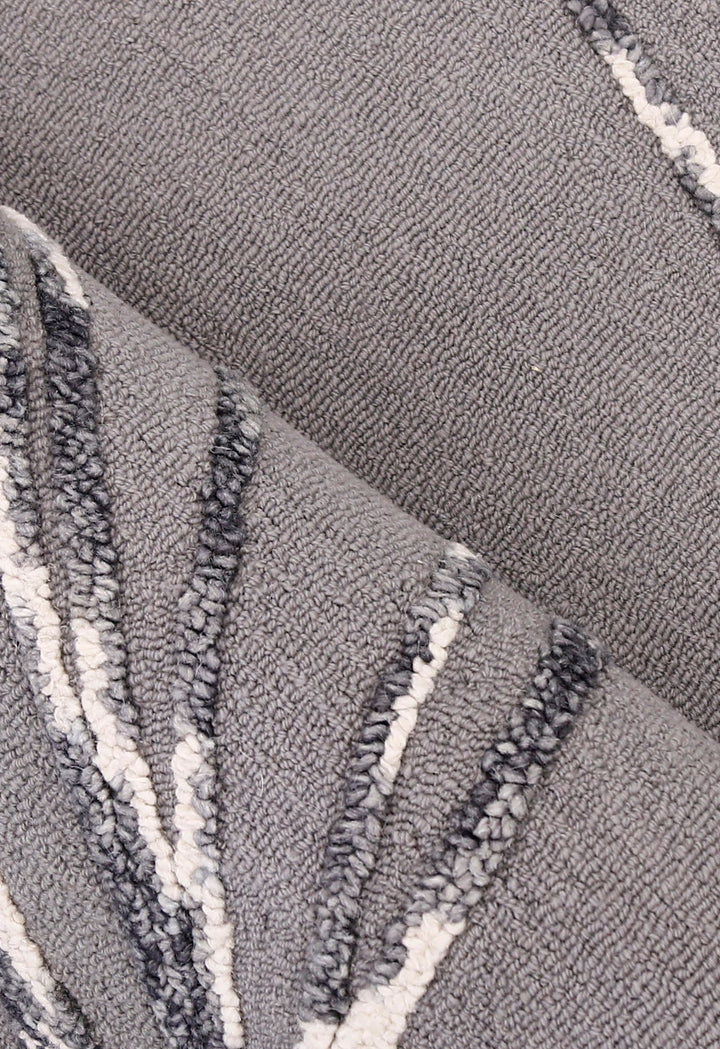 Gem Curved Stripes Gray Hand Tufted 5x5 Wool Area Rug - The Rug Decor
