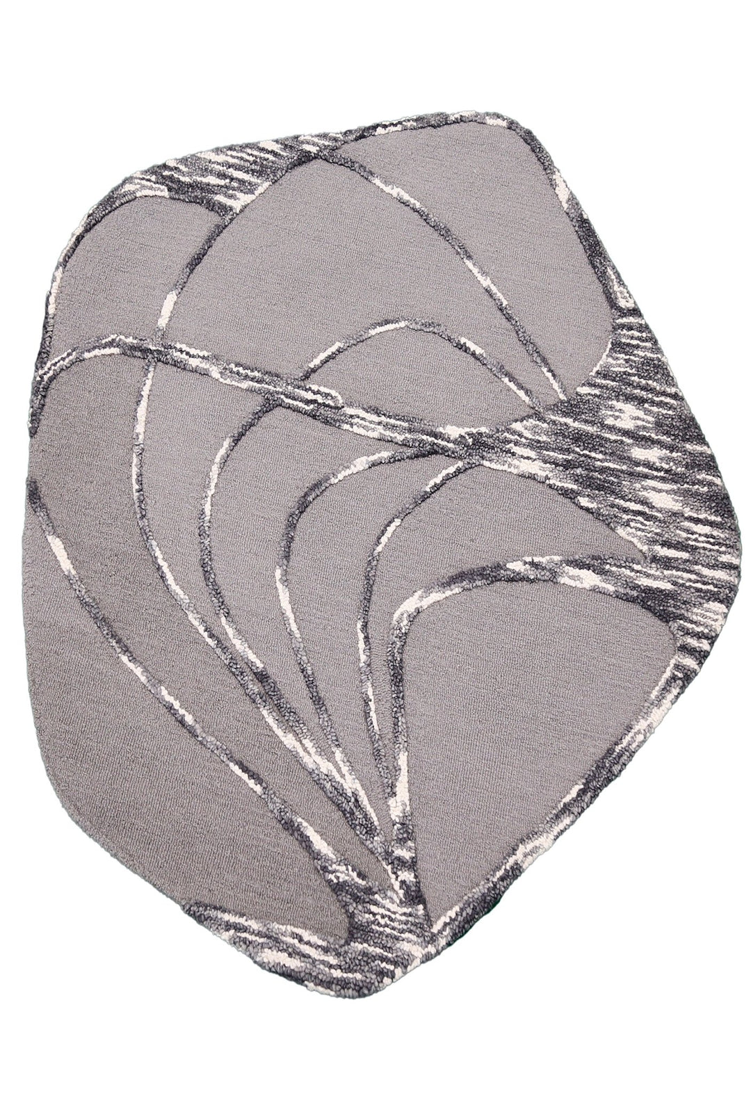 Gem Curved Stripes Gray Hand Tufted 5x5 Wool Area Rug - The Rug Decor