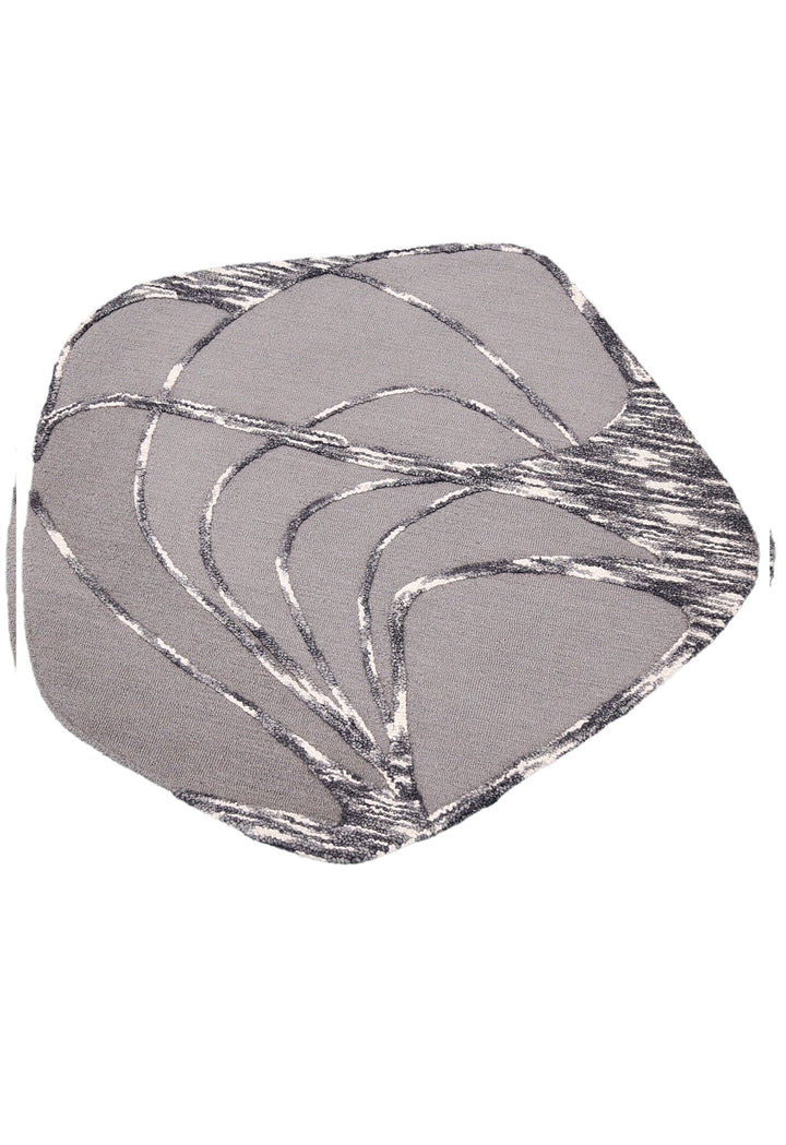 Gem Curved Stripes Gray Hand Tufted 5x5 Wool Area Rug - The Rug Decor