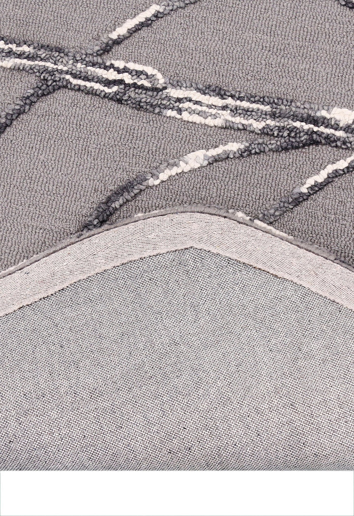 Gem Curved Stripes Gray Hand Tufted 5x5 Wool Area Rug - The Rug Decor