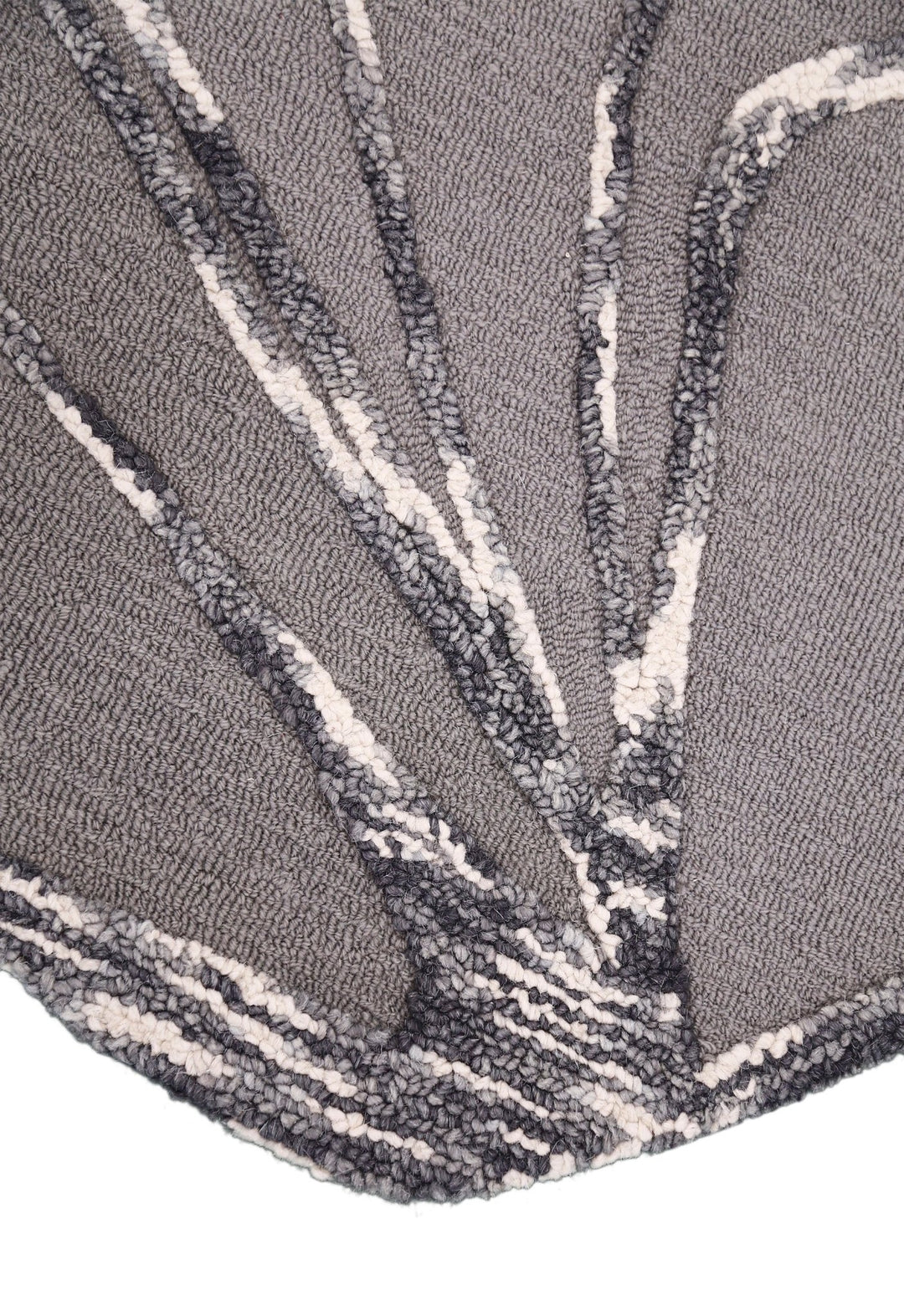 Gem Curved Stripes Gray Hand Tufted 5x5 Wool Area Rug - The Rug Decor