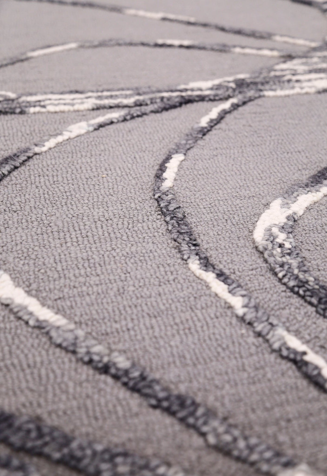 Gem Curved Stripes Gray Hand Tufted 5x5 Wool Area Rug - The Rug Decor