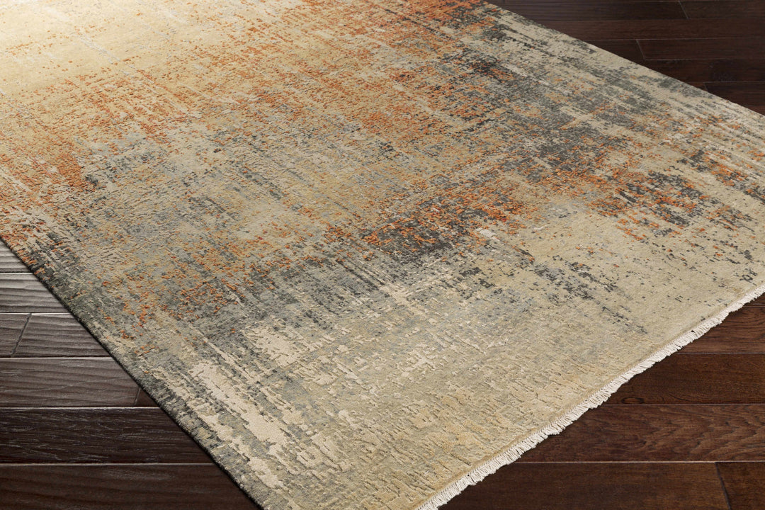 Geneseo Modern Abstract Design Beige Hand Knotted Area Rug
