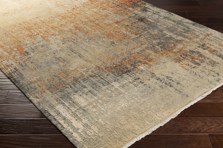 Geneseo Modern Abstract Design Beige Hand Knotted Area Rug