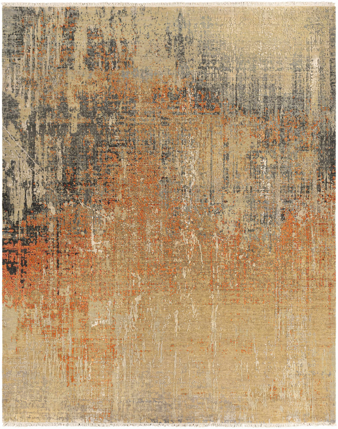 Geneseo Modern Abstract Design Beige Hand Knotted Area Rug