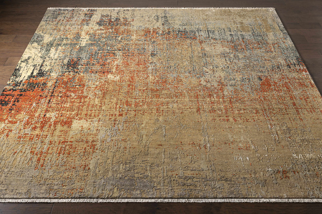 Geneseo Modern Abstract Design Beige Hand Knotted Area Rug