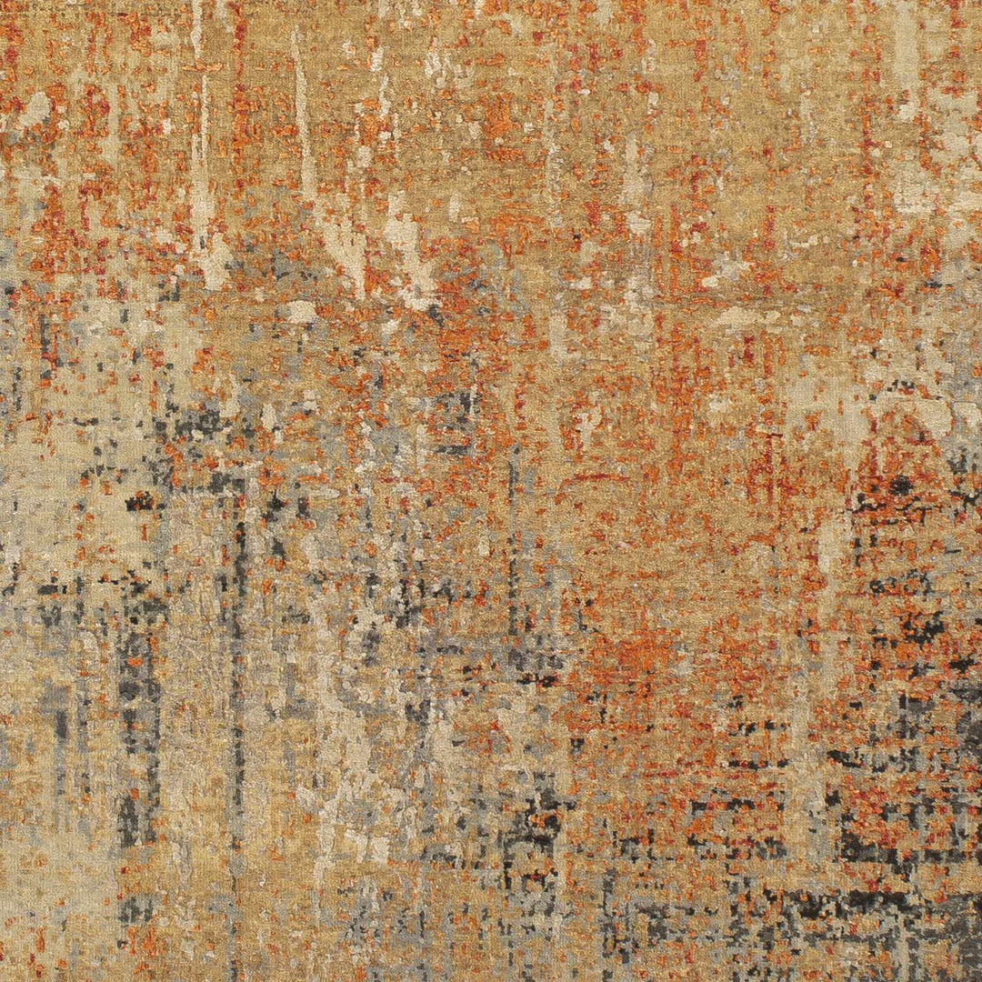 Geneseo Modern Abstract Design Beige Hand Knotted Area Rug