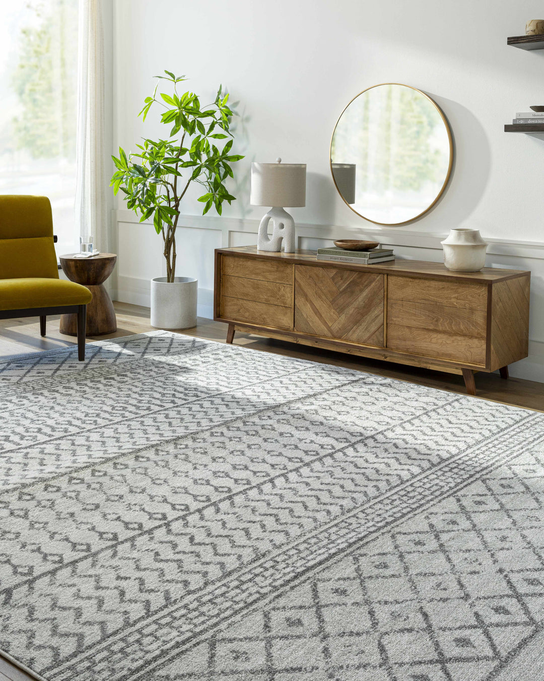 Genji Modern Style Ivory And Gray Rug