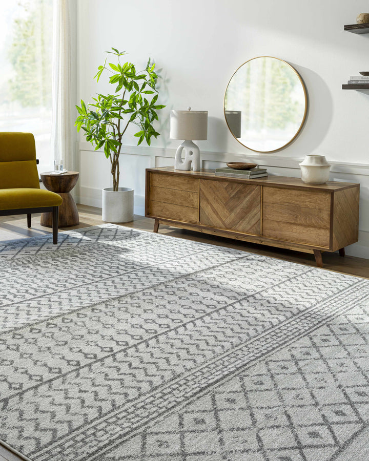 Genji Modern Style Ivory And Gray Rug