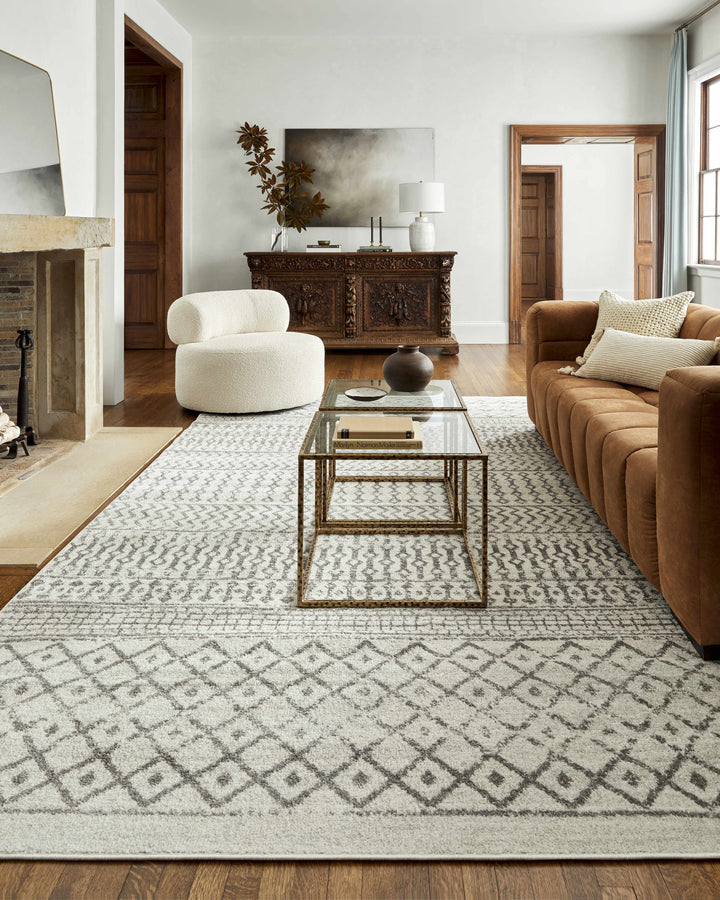 Genji Modern Style Ivory And Gray Rug