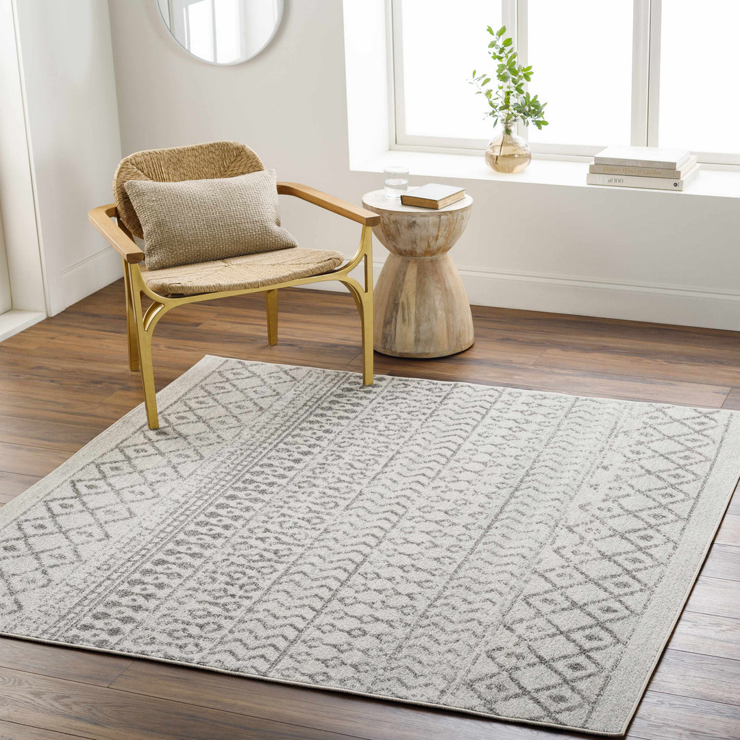Genji Modern Style Ivory And Gray Rug