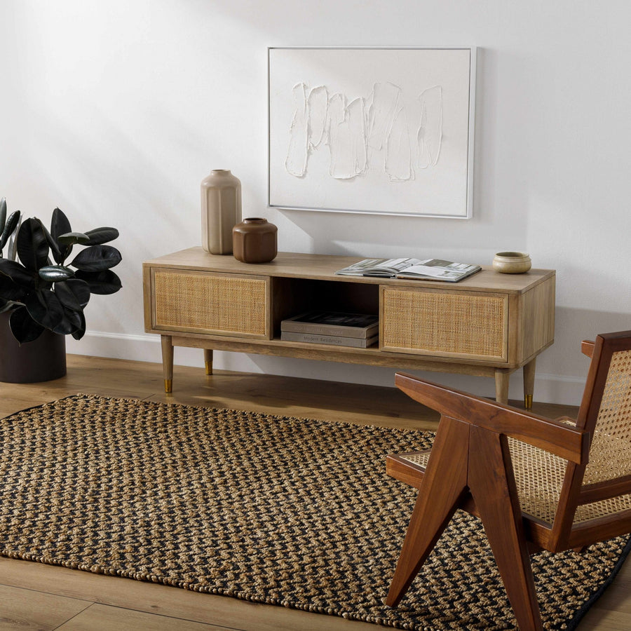 Genna Modern Geometrical Tan And Black Area Rug - The Rug Decor