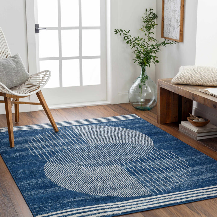 Gent Blue Contemporary Style Area Rug - The Rug Decor