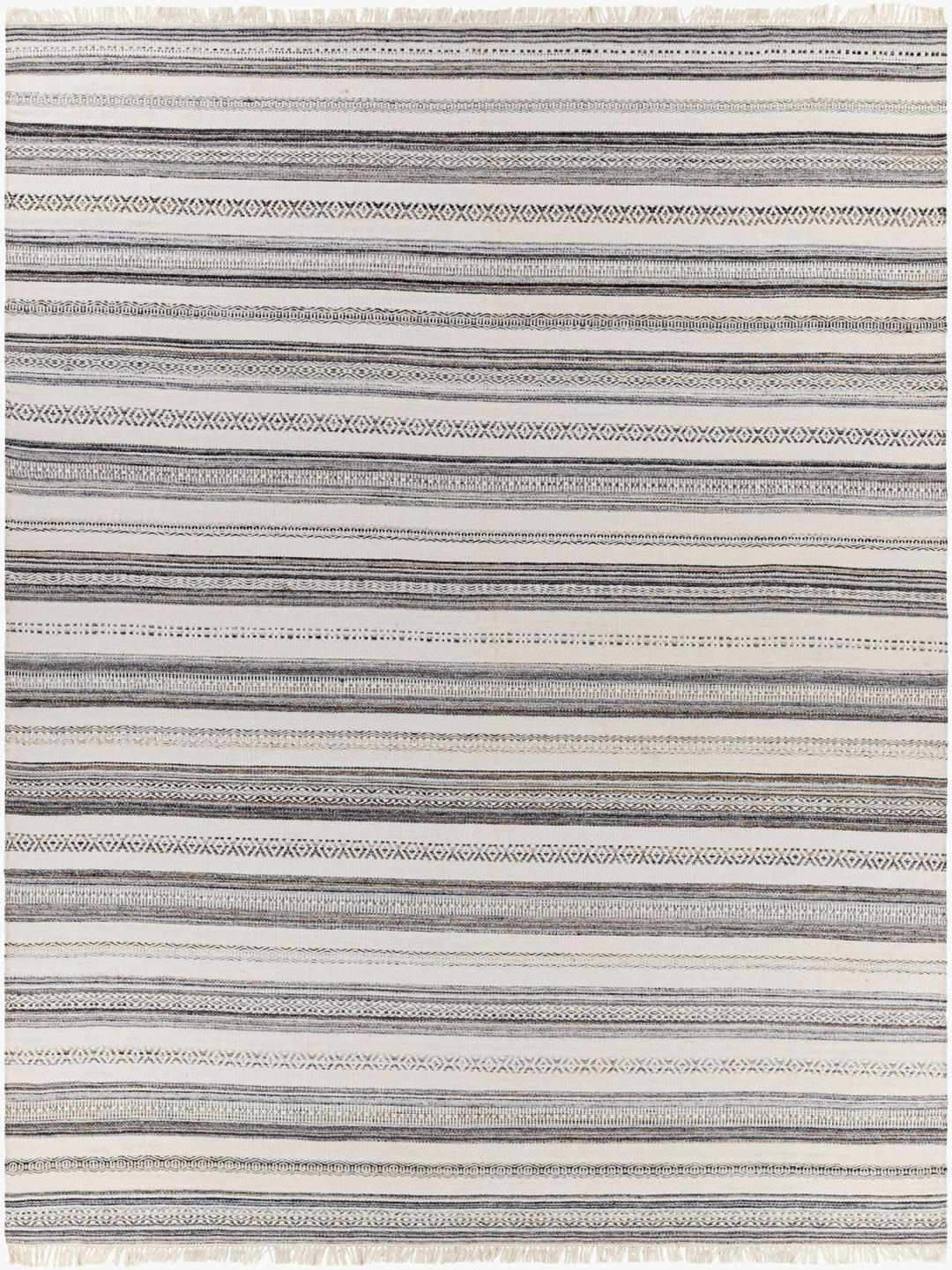 Geographe Modern Stripes Ivory And Charcoal Hand Woven Area Rug - The Rug Decor