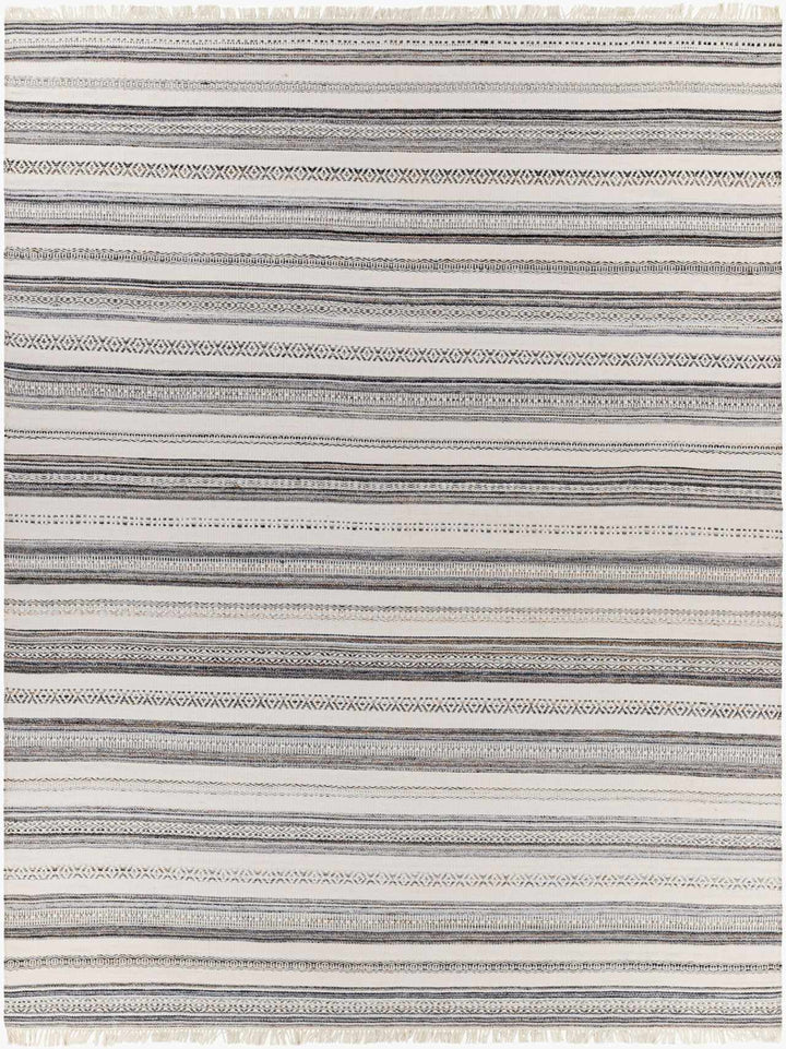 Geographe Modern Stripes Ivory And Charcoal Hand Woven Area Rug - The Rug Decor