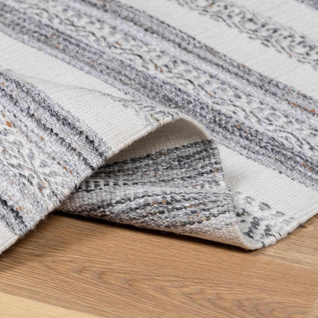 Geographe Modern Stripes Ivory And Charcoal Hand Woven Area Rug - The Rug Decor