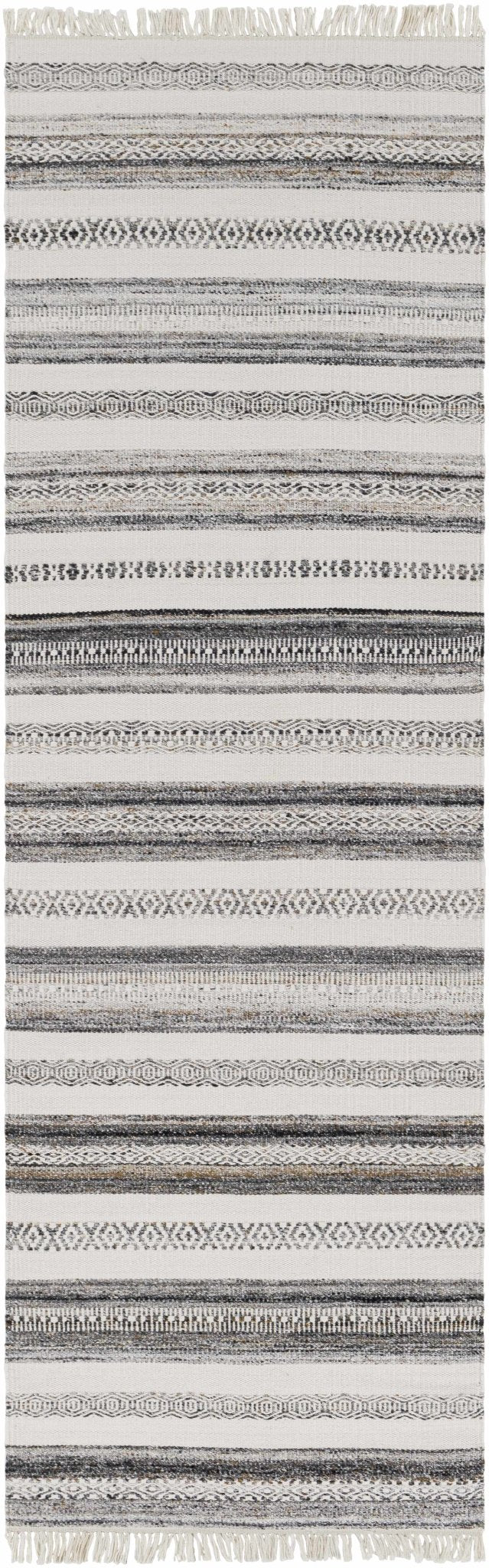 Geographe Modern Stripes Ivory And Charcoal Hand Woven Area Rug - The Rug Decor