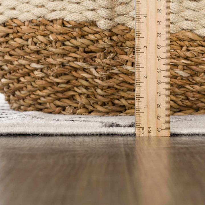 Geometrical chevron design Beige and Charcoal Tribal Trellis Multi Size Area Rug - The Rug Decor