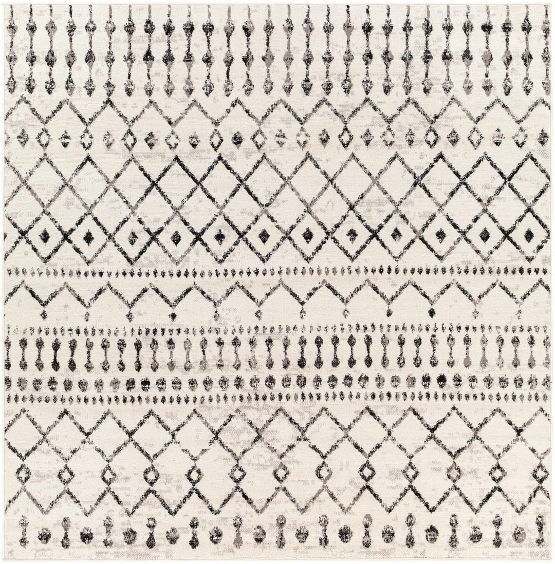 Geometrical chevron design Beige and Charcoal Tribal Trellis Multi Size Area Rug - The Rug Decor