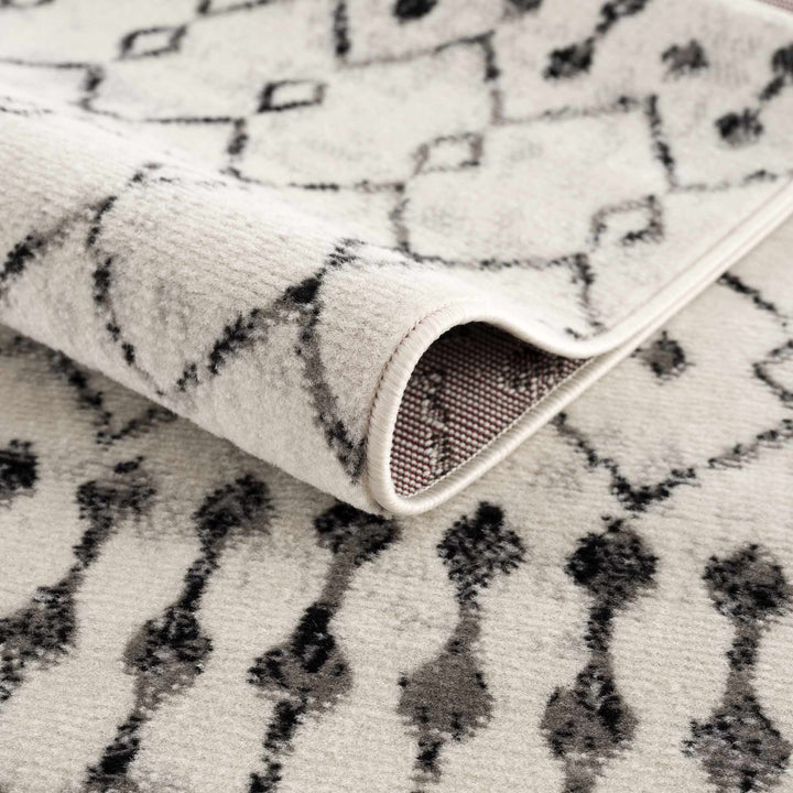 Geometrical chevron design Beige and Charcoal Tribal Trellis Multi Size Area Rug - The Rug Decor