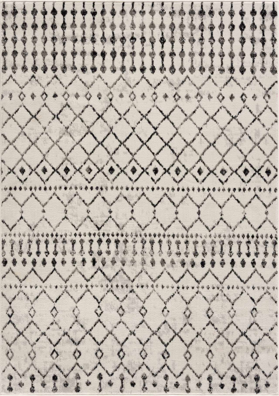 Geometrical chevron design Beige and Charcoal Tribal Trellis Multi Size Area Rug - The Rug Decor